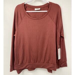 Ivoire Womens Burgundy Long Sleeve Shirt Top Blouse NEW Large